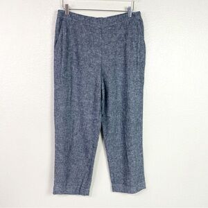 Chico’s Grey Linen Blend Pull On Cropped Pants Size M